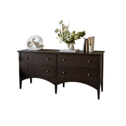 LUXORA French Natural Solid Wood 4-Drawer Entryway Cabinet - 160cm Hallway Storage Sideboard - Walnut