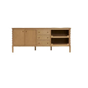 LUXORA French Natural Solid Wood Sideboard with Drawers - 190cm Dining Room Storage Cabinet - Natural Wood