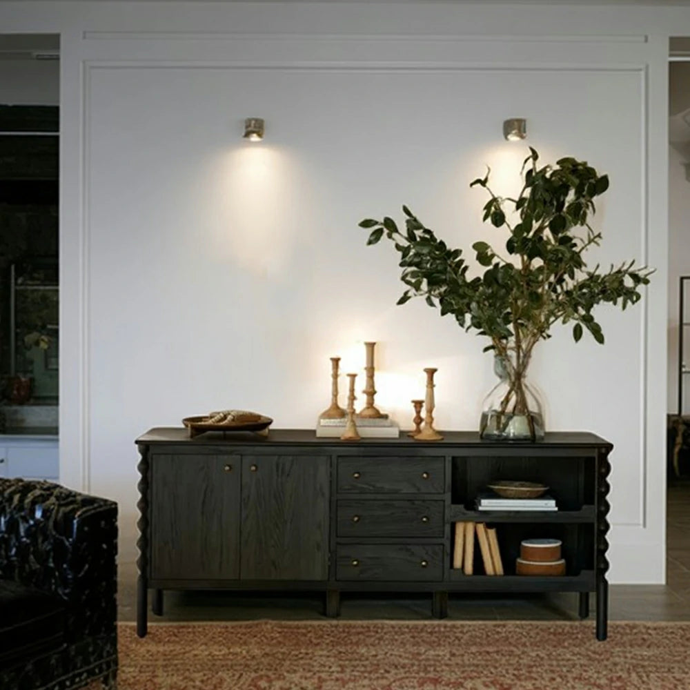 LUXORA French Natural Solid Wood Sideboard with Drawers - 190cm Dining Room Storage Cabinet - Black