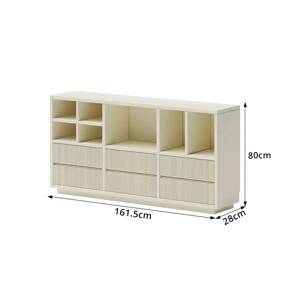 LUXORA Solid Wood Combination Cabinet FAS Rubber Wood Multi Zone Storage for Living Room Kids Room & Study - White