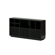 LUXORA Solid Wood Combination Cabinet FAS Rubber Wood Multi Zone Storage for Living Room Kids Room & Study - Black