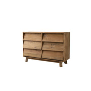 LUXORA Solid Wood Storage Cabinet Wooden Rails Built-in Handles 6 Drawer Cabinet for Living Room Bedroom Study