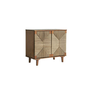 LUXORA Woven Double Door Storage Cabinet Grass Cord Doors Spacious Storage 2 Door for Living Room Dining Room Entryway - Wood