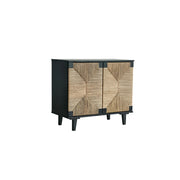 LUXORA Woven Double Door Storage Cabinet Grass Cord Doors Spacious Storage 2 Door for Living Room Dining Room Entryway - Black