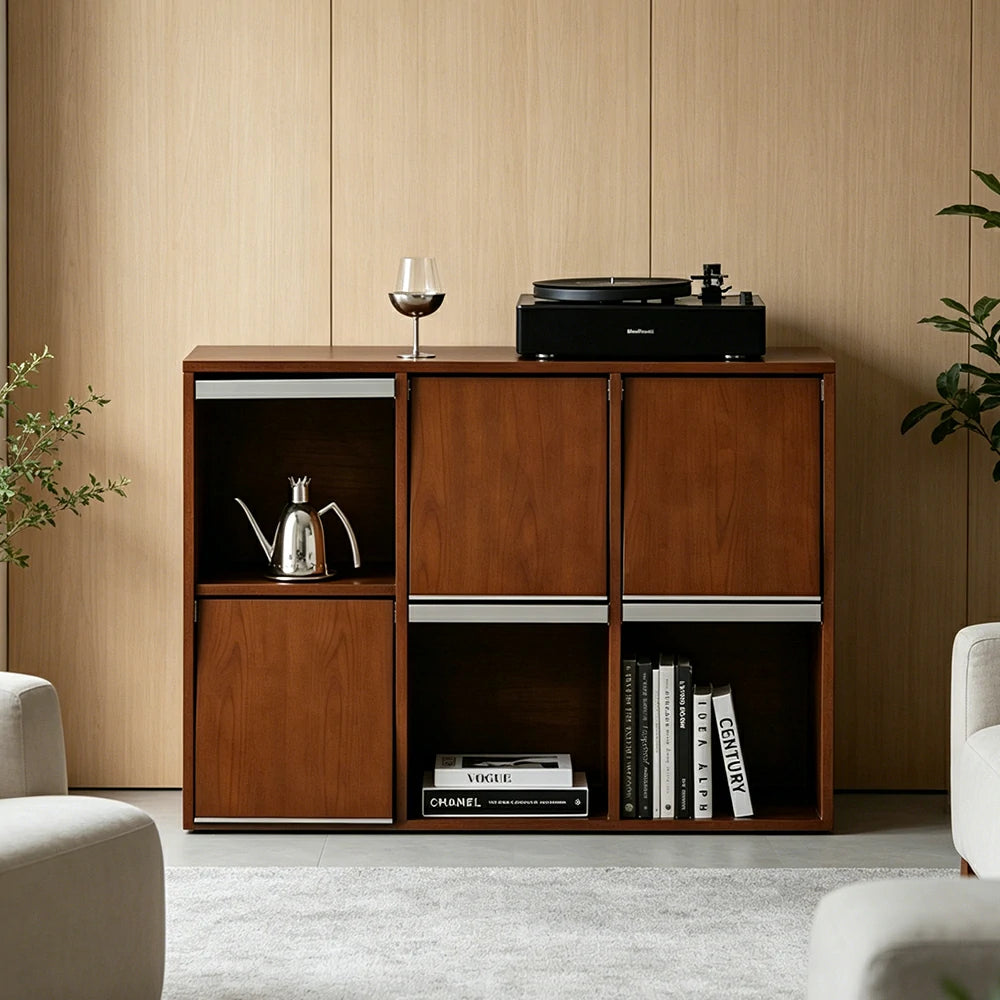 LUXORA Wooden Storage Side Cabinet Multi Compartment Wide Top 6 Door for Living Room Dining Room Study