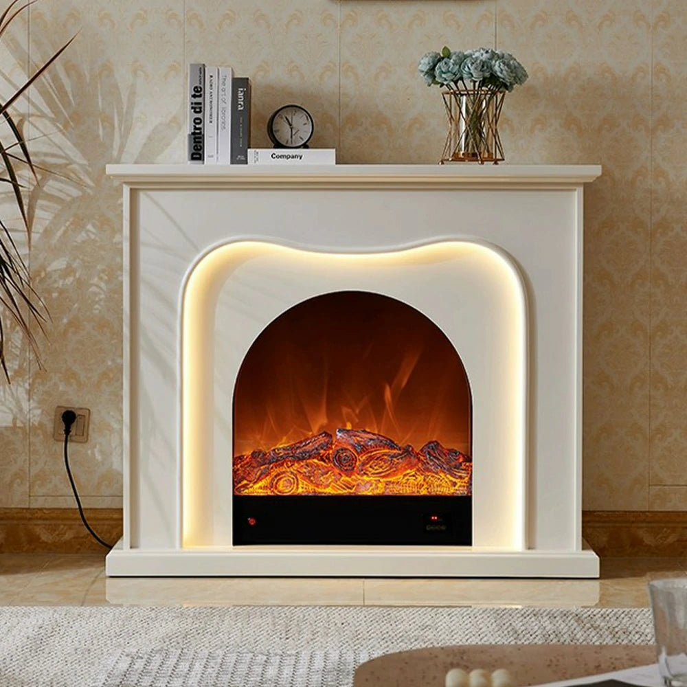 LIVARA 120cm Electric Fireplace TV Cabinet – Solid Wood Frame, 3D Flame Effect, Dual Core Options, Elegant Design with Functional Storage