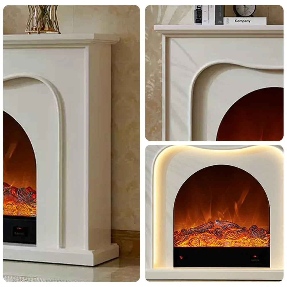 LIVARA 120cm Electric Fireplace TV Cabinet – Solid Wood Frame, 3D Flame Effect, Dual Core Options, Elegant Design with Functional Storage