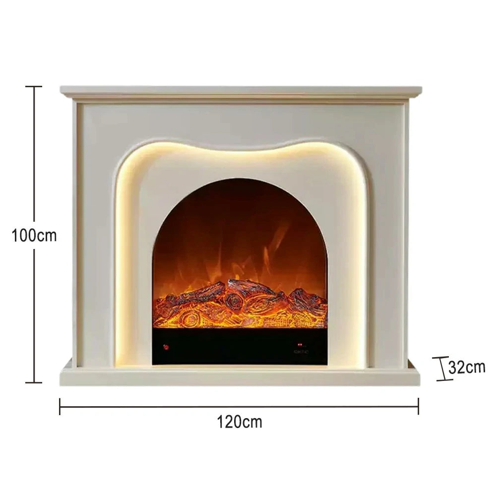 LIVARA 120cm Electric Fireplace TV Cabinet – Solid Wood Frame, 3D Flame Effect, Dual Core Options, Elegant Design with Functional Storage