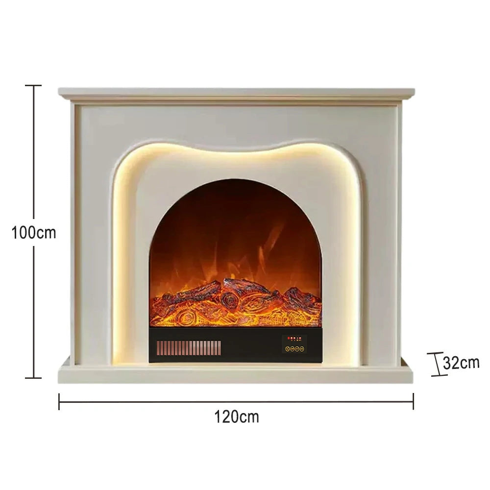 LIVARA 120cm Electric Fireplace TV Cabinet – Solid Wood Frame, 3D Flame Effect, Dual Core Options, Elegant Design with Functional Storage