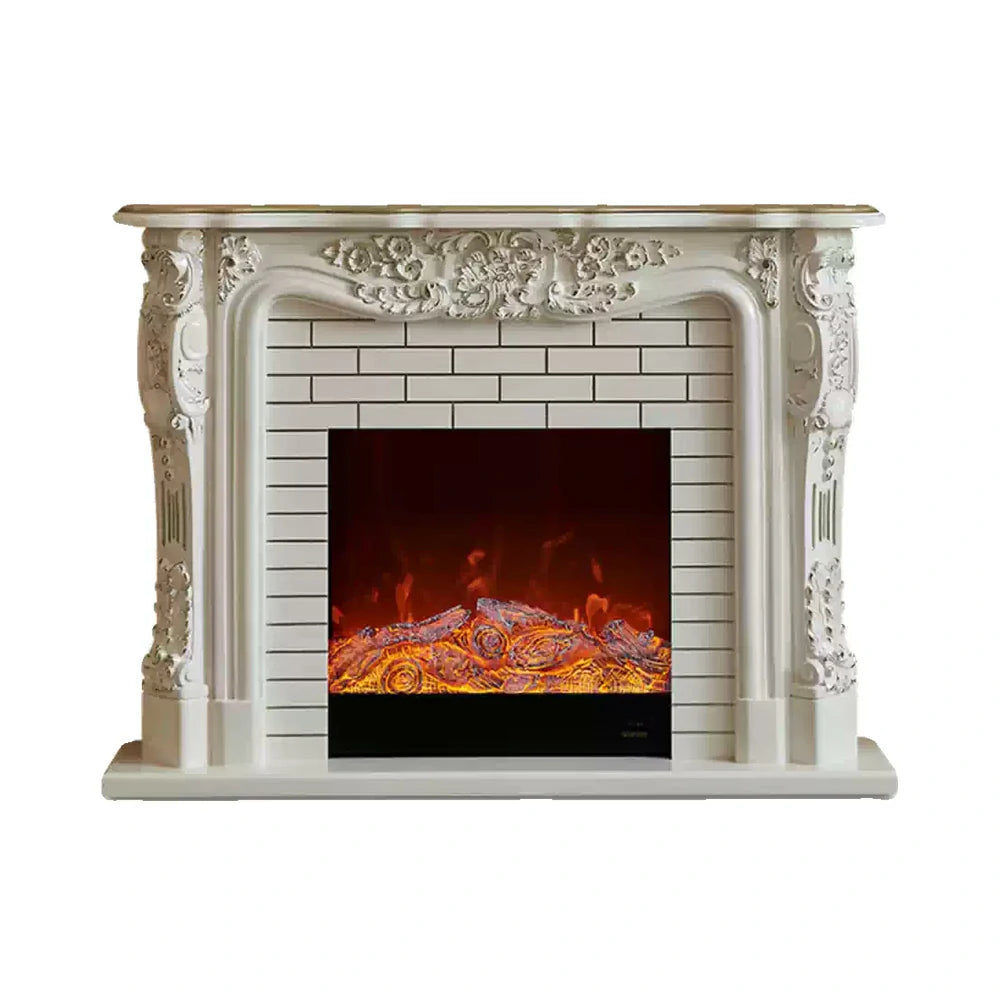 LIVARA 150cm Electric Fireplace TV Cabinet – Solid Wood Frame, 3D Flame Effect, Dual Core Options, Realistic Flame, Remote Control, Functional Storage - White