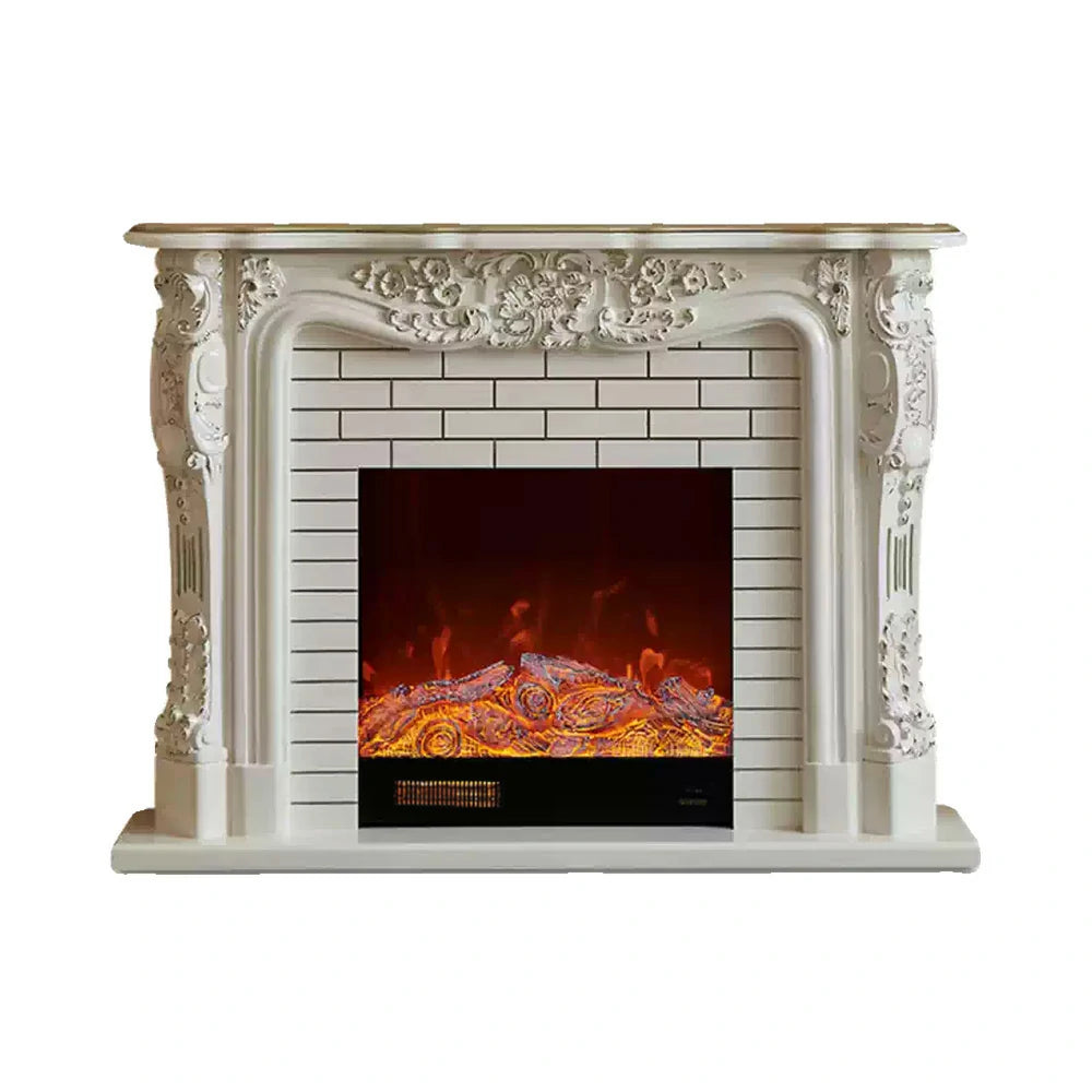 LIVARA 150cm Electric Fireplace TV Cabinet – Solid Wood Frame, 3D Flame Effect, Dual Core Options, Realistic Flame, Remote Control, Functional Storage - White