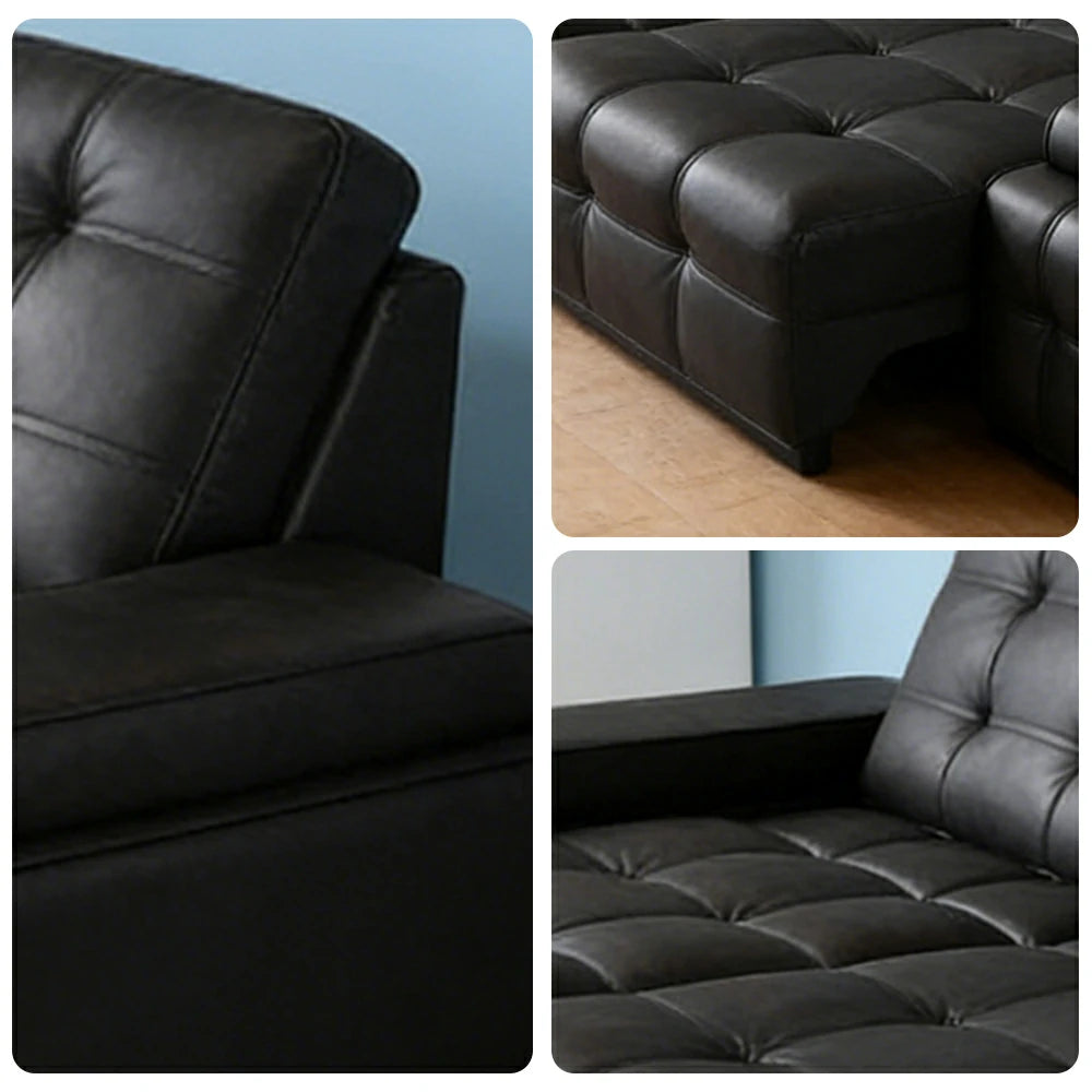 LUXORA 2.05/2.65m Double Electric Recliner Sofa Zero-Wall Design Multi-Mode Adjustable Backrest Ergonomic Comfort Top-Grain Leather - Black