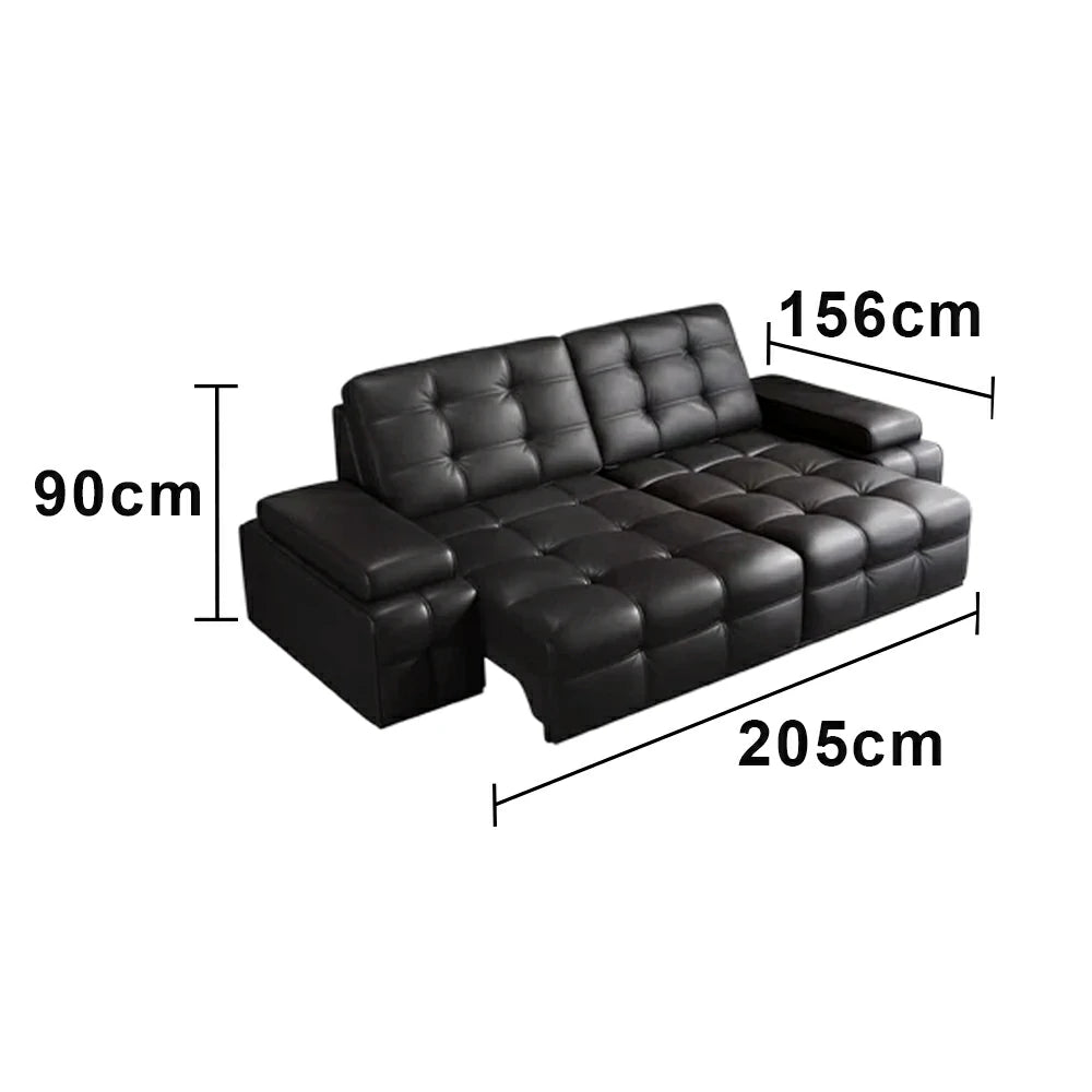 LUXORA 2.05/2.65m Double Electric Recliner Sofa Zero-Wall Design Multi-Mode Adjustable Backrest Ergonomic Comfort Top-Grain Leather - Black