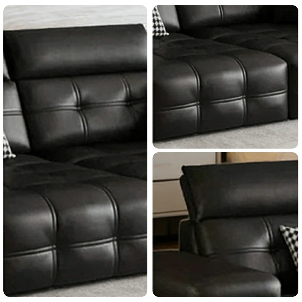 LUXORA 205/265cm 2-Seater Dual Electric Recliner Sofa Zero-Wall Design Multi-Mode Adjustable Backrest Ergonomic Comfort Top-Grain Leather - Black