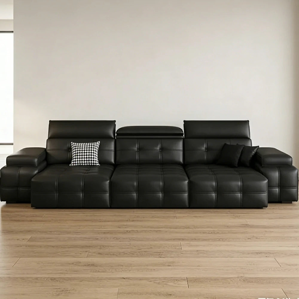 LUXORA 270/360cm 3-Seater Triple Electric Recliner Sofa Zero-Wall Design Multi-Mode Adjustable Backrest Ergonomic Comfort Top-Grain Leather - Black
