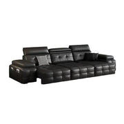 LUXORA 270/360cm 3-Seater Triple Electric Recliner Sofa Zero-Wall Design Multi-Mode Adjustable Backrest Ergonomic Comfort Top-Grain Leather - Black