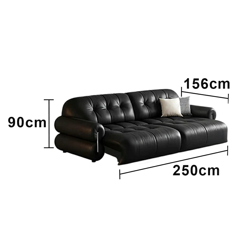 LUXORA 190/250cm 2-Seater Dual Electric Recliner Sofa Zero-Wall Design Multi-Mode Adjustable Backrest Ergonomic Comfort Top-Grain Leather - Black