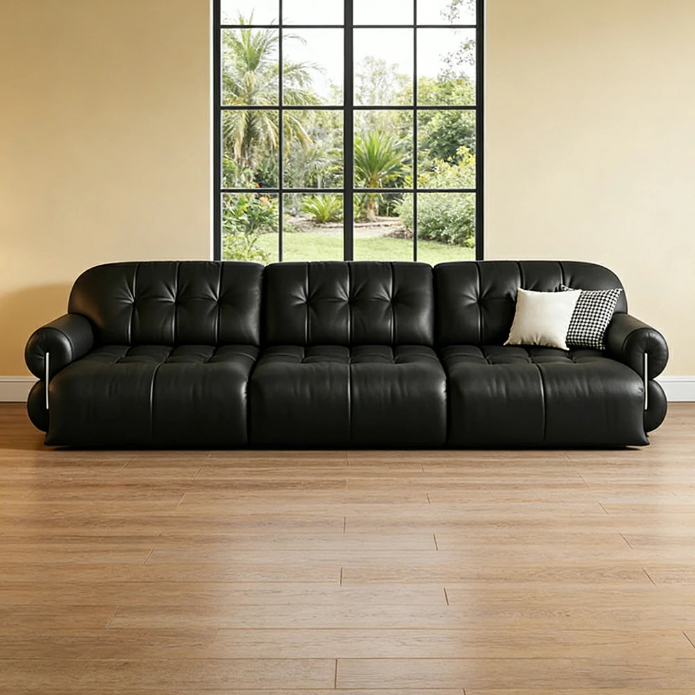 LUXORA 255/345cm 3-Seater Triple Electric Recliner Sofa Zero-Wall Design Multi-Mode Adjustable Backrest Ergonomic Comfort Top-Grain Leather - Black
