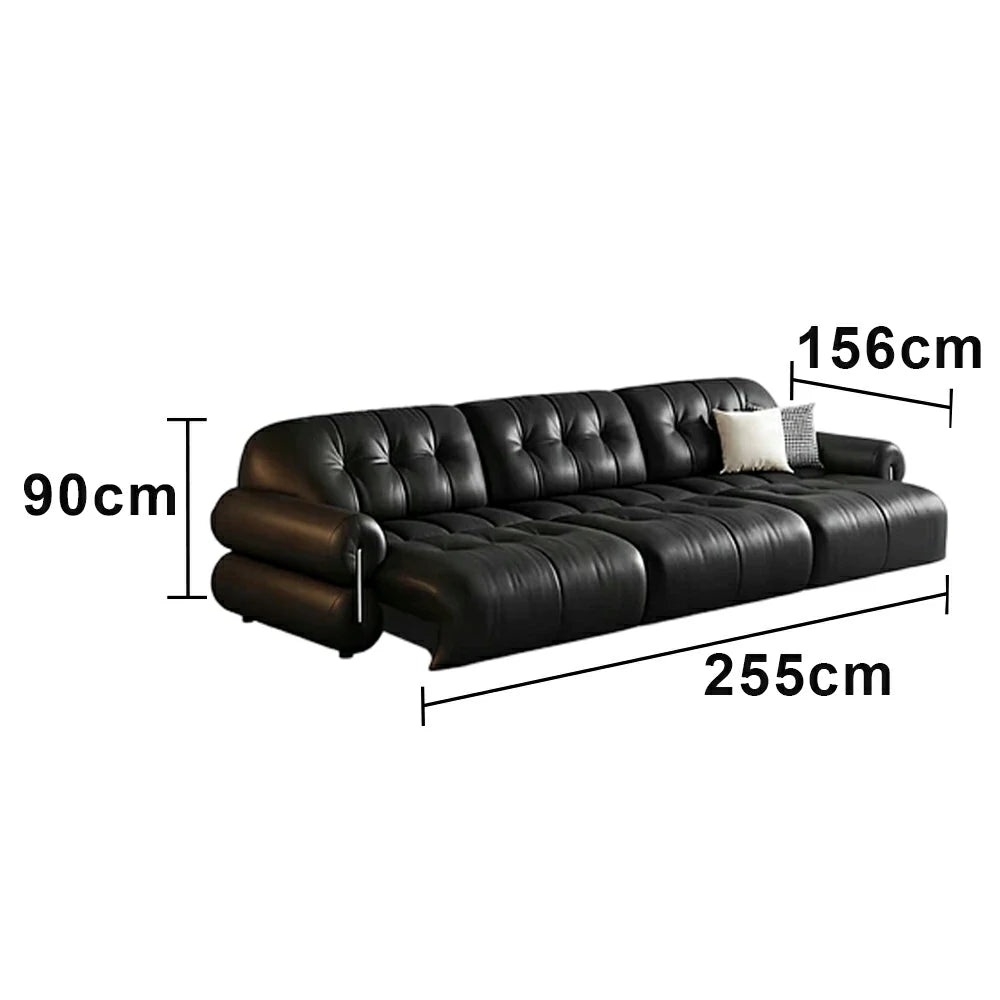 LUXORA 255/345cm 3-Seater Triple Electric Recliner Sofa Zero-Wall Design Multi-Mode Adjustable Backrest Ergonomic Comfort Top-Grain Leather - Black