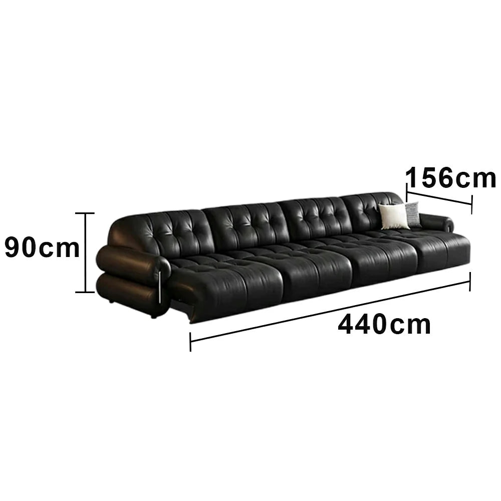 LUXORA 320/440cm 4-Seater Quad Electric Recliner Sofa Zero-Wall Design Multi-Mode Adjustable Backrest Ergonomic Comfort Top-Grain Leather - Black