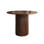 LUXORA 90/100cm Round Dining Table Walnut Veneer Single Pedestal Base Modern Space-Efficient Design - Walnut