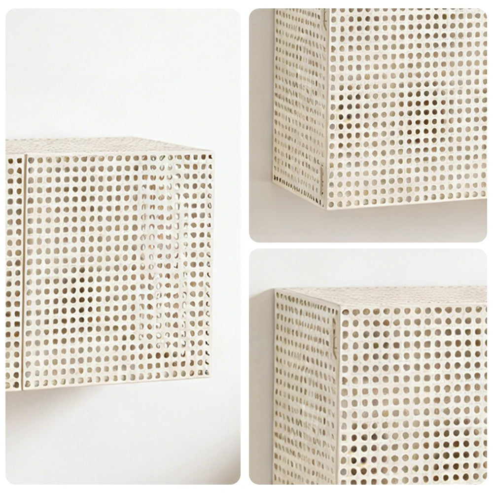 LUXORA Wall-Mounted Storage Cabinet - Magnetic Soft-Close System - Powder-Coated Steel Frame - Modern Perforated Mesh Design - White
