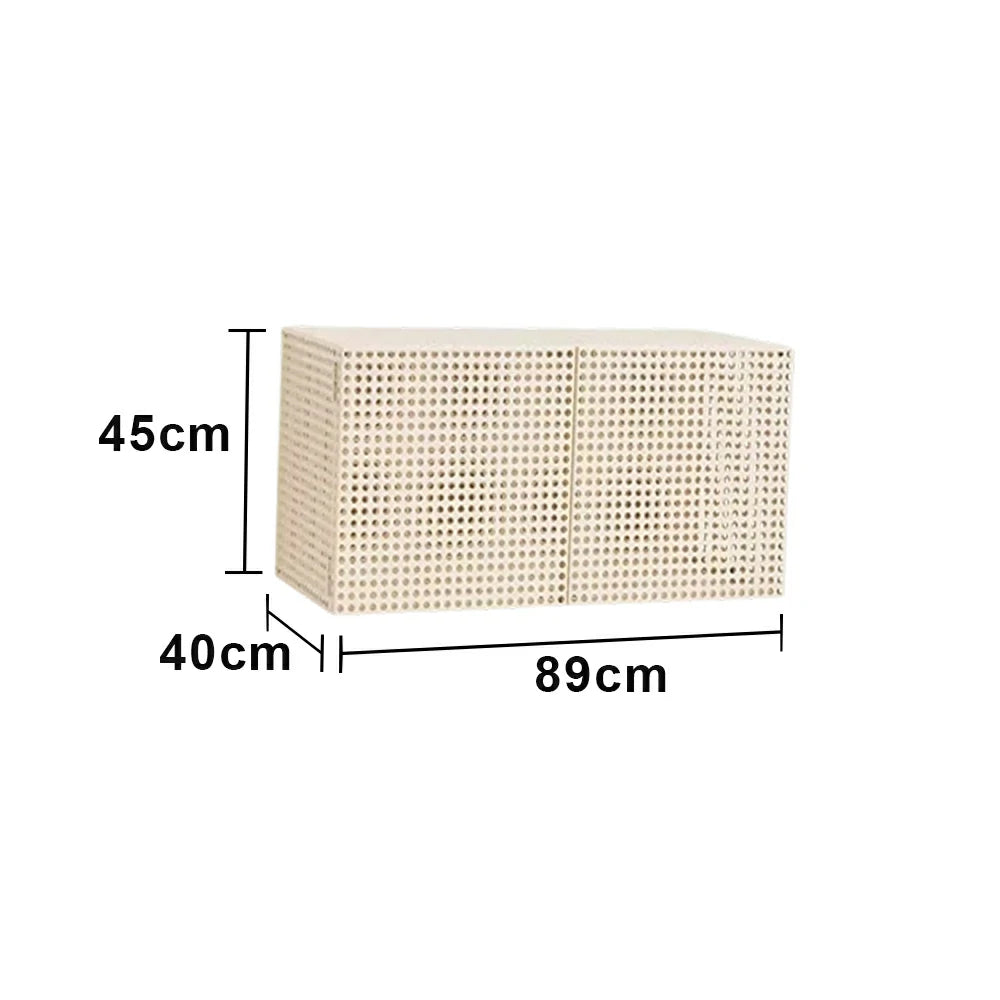 LUXORA Wall-Mounted Storage Cabinet - Magnetic Soft-Close System - Powder-Coated Steel Frame - Modern Perforated Mesh Design - White