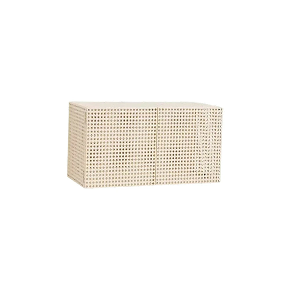 LUXORA Wall-Mounted Storage Cabinet - Magnetic Soft-Close System - Powder-Coated Steel Frame - Modern Perforated Mesh Design - White