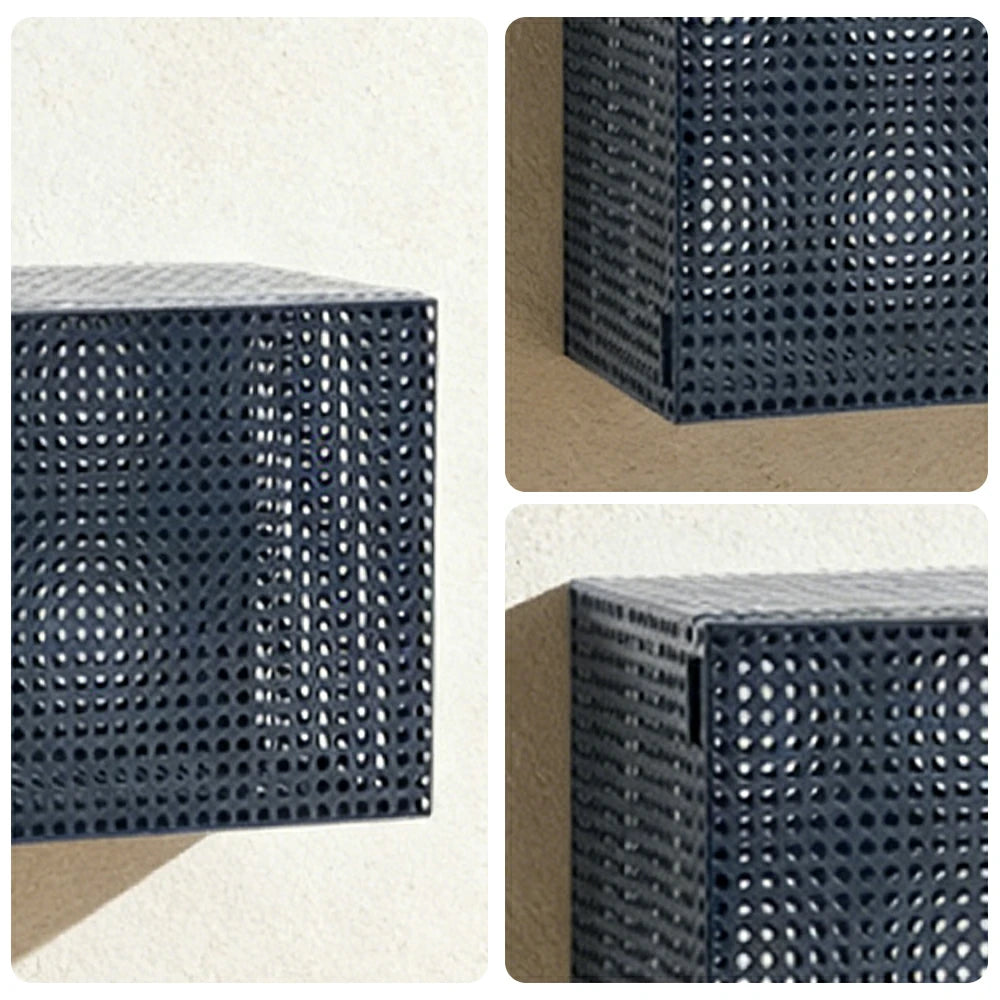 LUXORA Wall-Mounted Storage Cabinet - Magnetic Soft-Close System - Powder-Coated Steel Frame - Modern Perforated Mesh Design - Blue