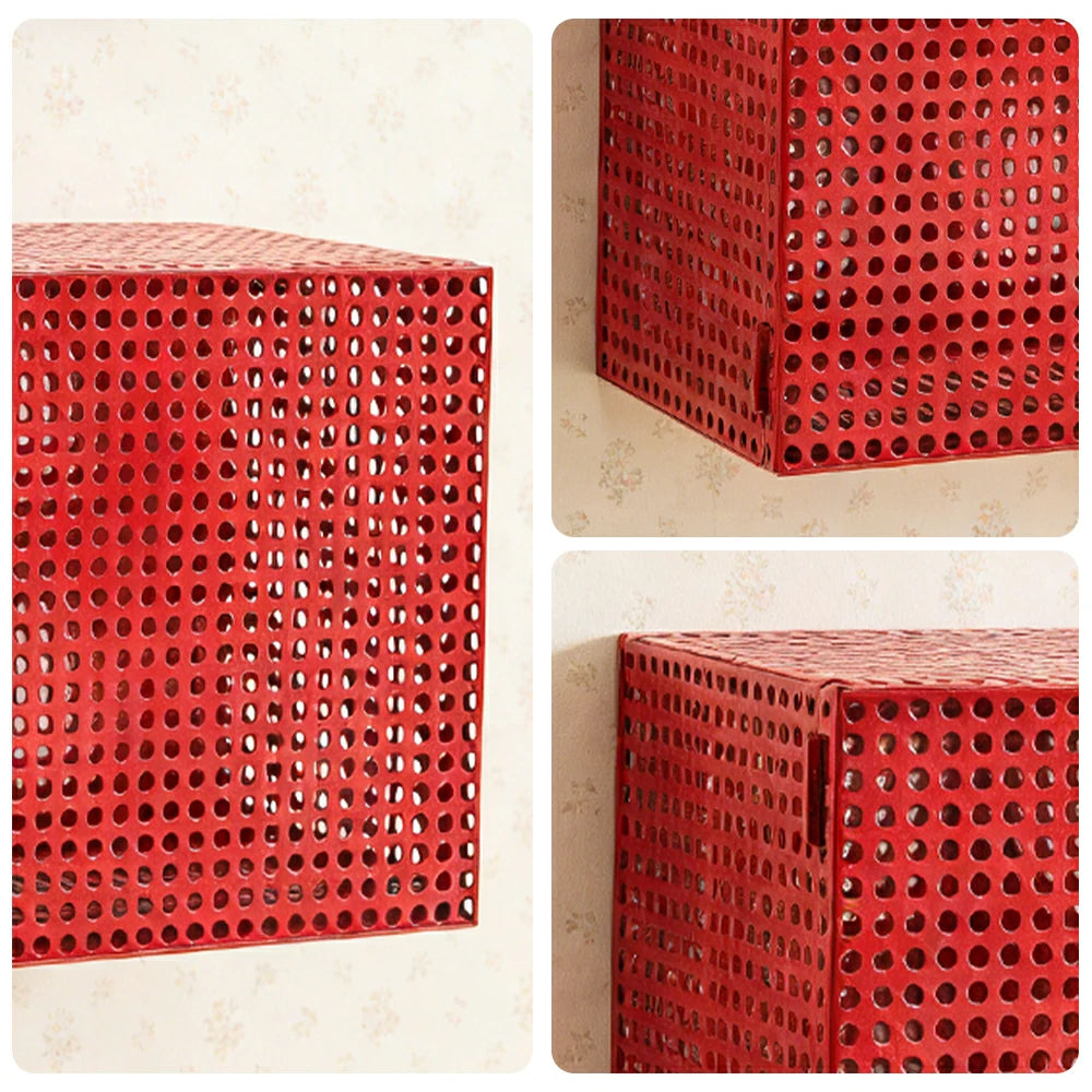 LUXORA Wall-Mounted Storage Cabinet - Magnetic Soft-Close System - Powder-Coated Steel Frame - Modern Perforated Mesh Design - Wine