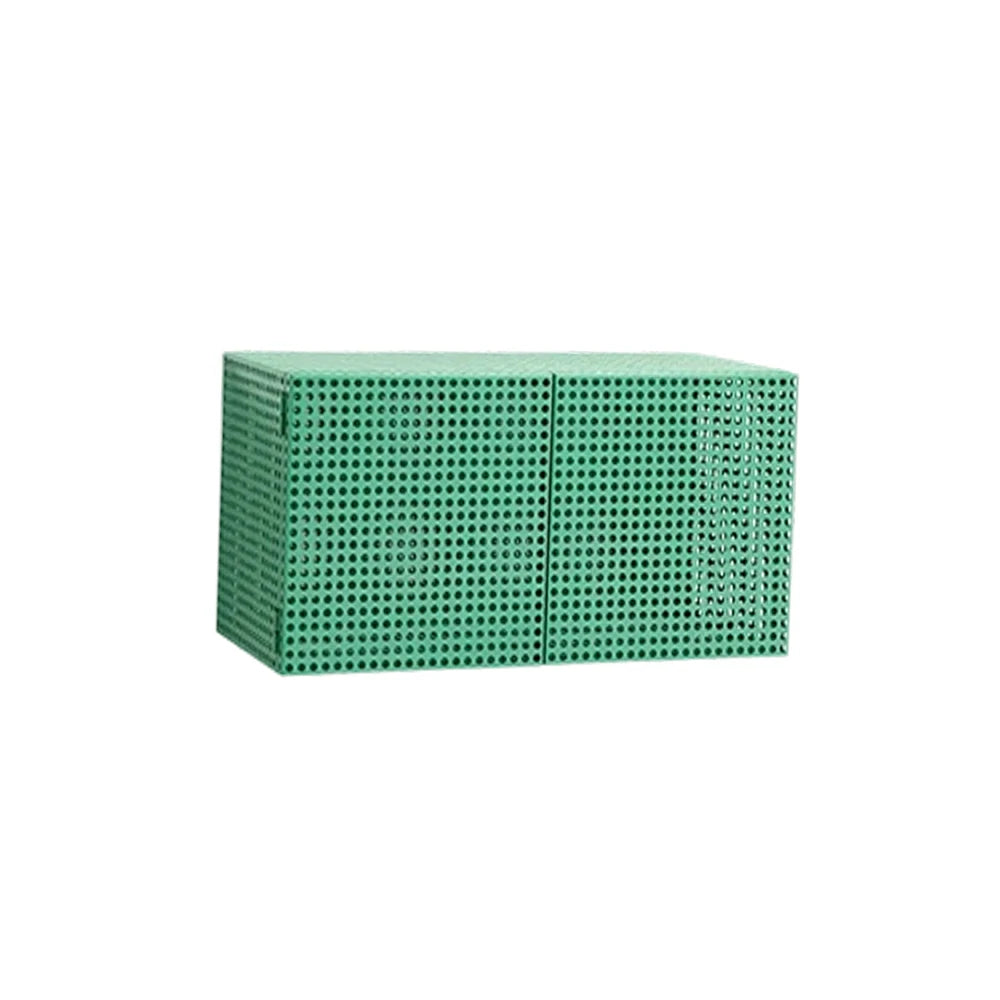 LUXORA Wall-Mounted Storage Cabinet - Magnetic Soft-Close System - Powder-Coated Steel Frame - Modern Perforated Mesh Design - Green