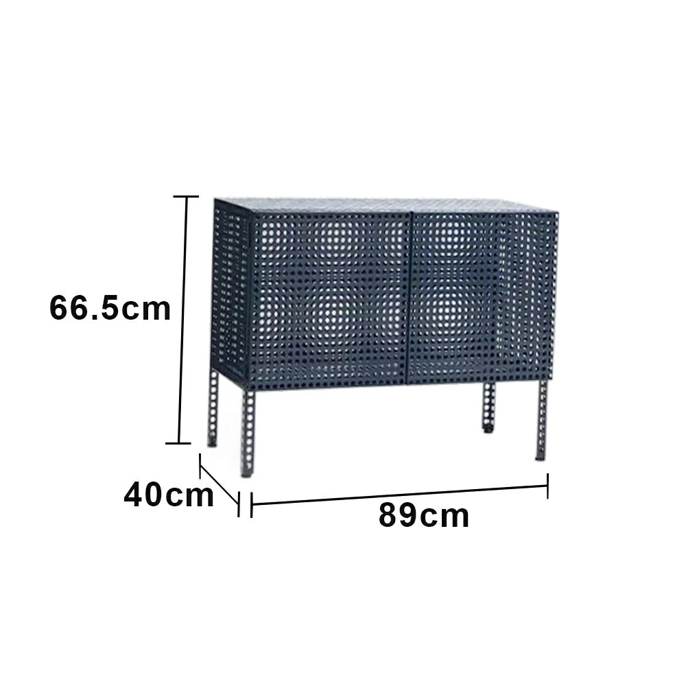LUXORA Freestanding Storage Cabinet - Magnetic Soft-Close System - Powder-Coated Steel Frame - Modern Perforated Mesh Design - Blue