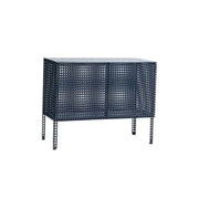 LUXORA Freestanding Storage Cabinet - Magnetic Soft-Close System - Powder-Coated Steel Frame - Modern Perforated Mesh Design - Blue