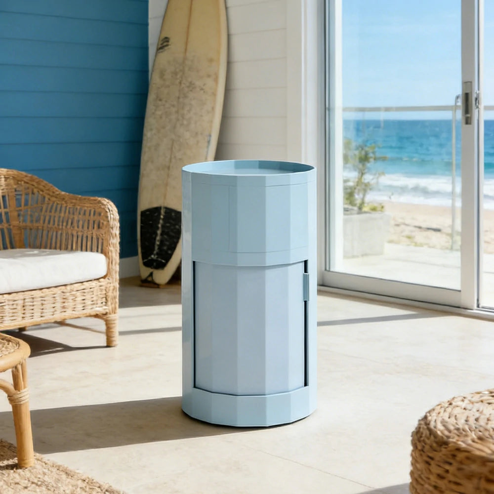 LUXORA 49/66cm Multi-Function Side Table - Removable Tray Design - Stable & Mobile Structure - Compact Rolling Storage Unit - Blue