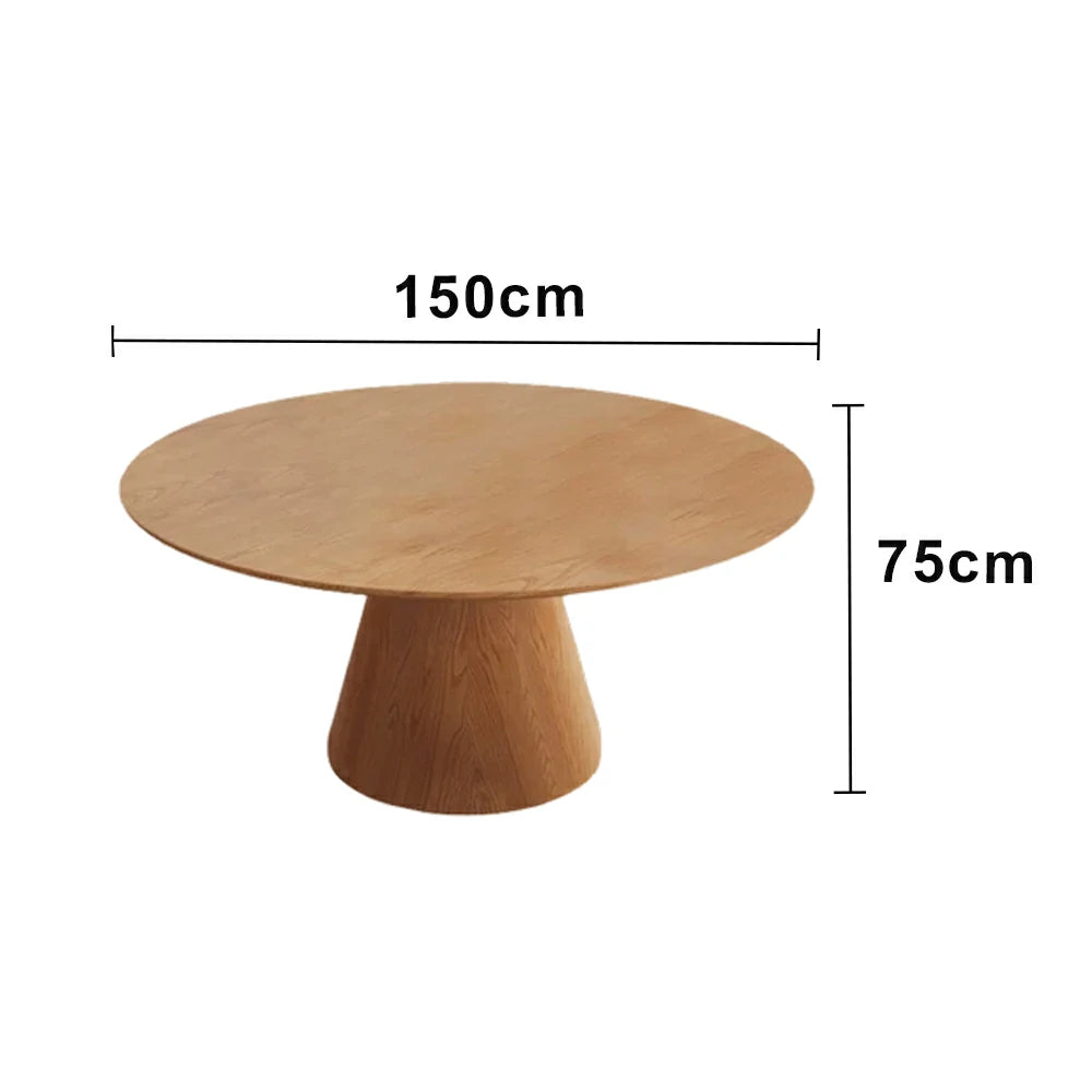 LUXORA 120/150cm Ash Wood Round Dining Table - Thick Solid Wood Base, No Lazy Susan Design, Nordic Minimalist Family Dining Table - Natural