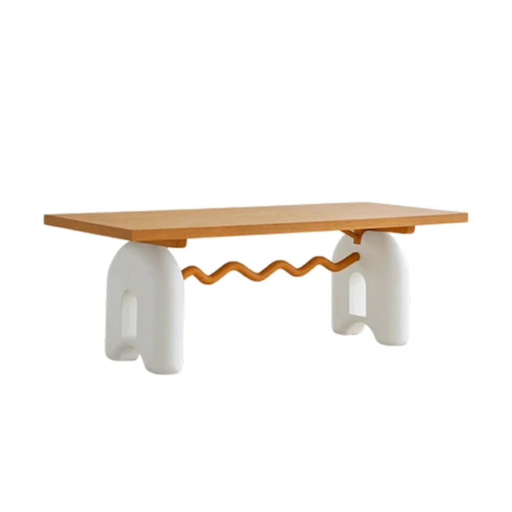 LUXORA 140/160cm Solid Wood Dining Table - French Cream Vintage Design, Sculptural Legs with Wave Crossbar, Stable Designer Table for Dining Spaces - Natural & White