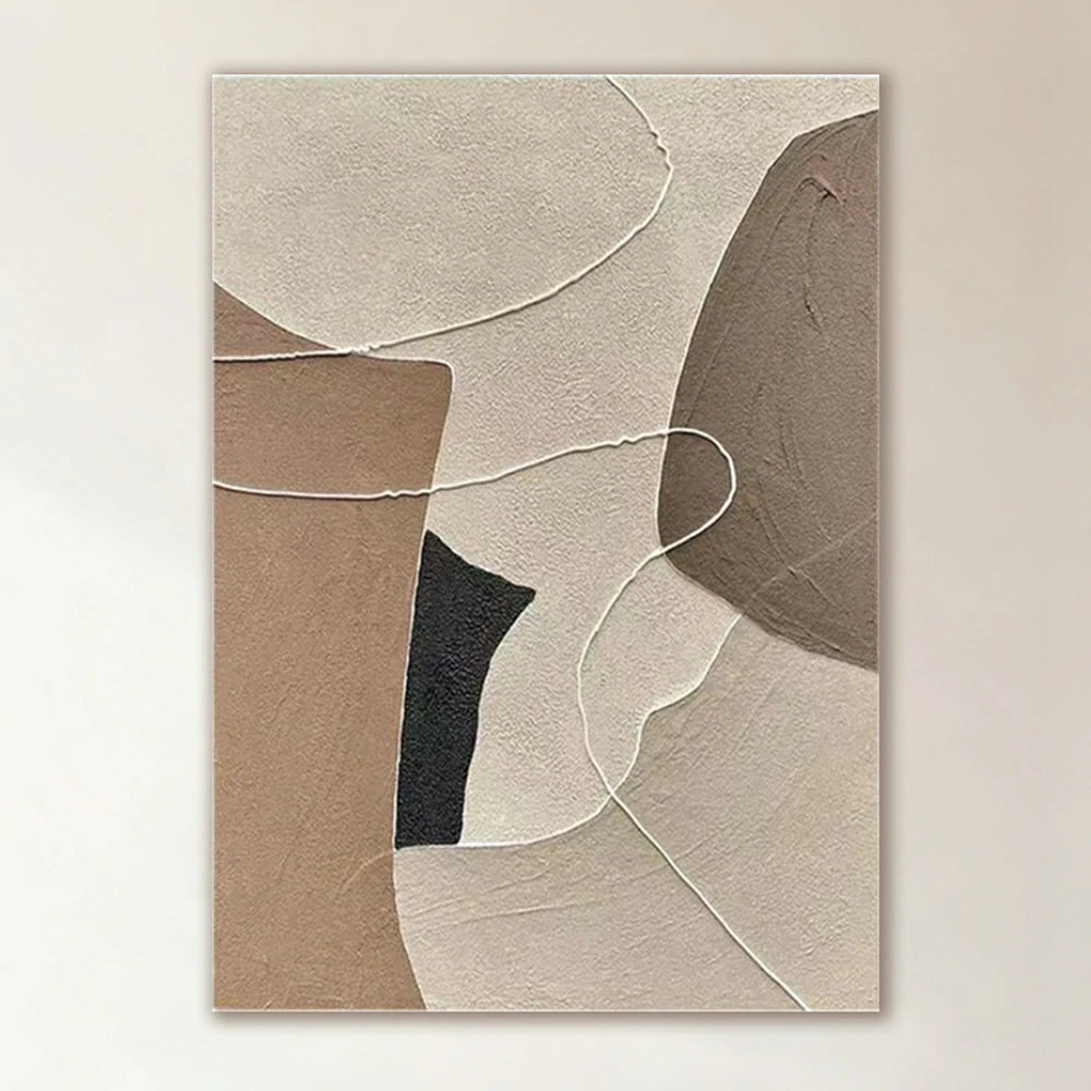 LUXORA Hand-Painted Oil Painting 70/100/140cm - Neutral Abstract Canvas Art with Layered Texture and Gentle Balance to Enhance Calm, Stylish Home Interiors