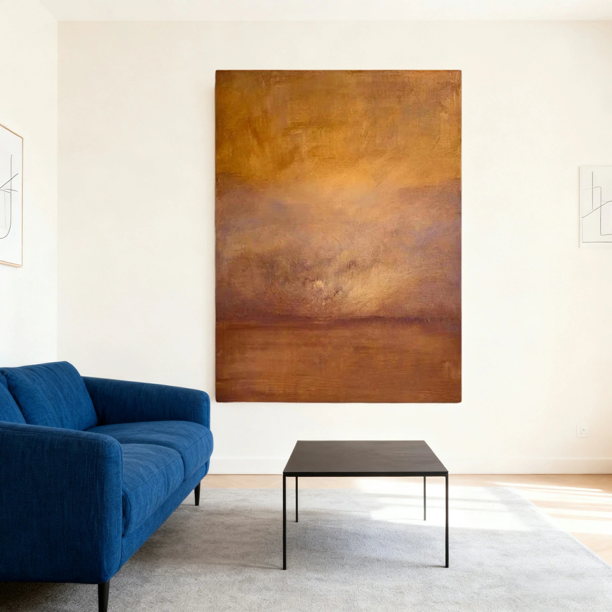 LUXORA Hand-Painted Oil Painting 70/100/140cm - Refined Modern Canvas Art with Soft Brush Details and Subtle Geometry for Elegant and Peaceful Home Environments