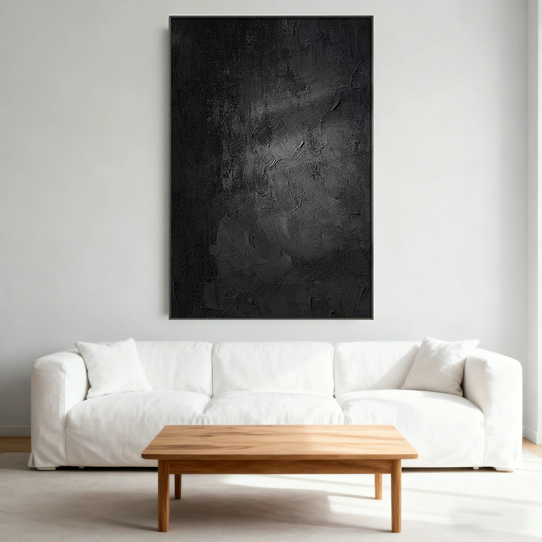 LUXORA Hand-Painted Oil Painting 70/100/140cm - Neutral Hand-Painted Canvas Art Crafted for Peaceful and Simple Interior Environments