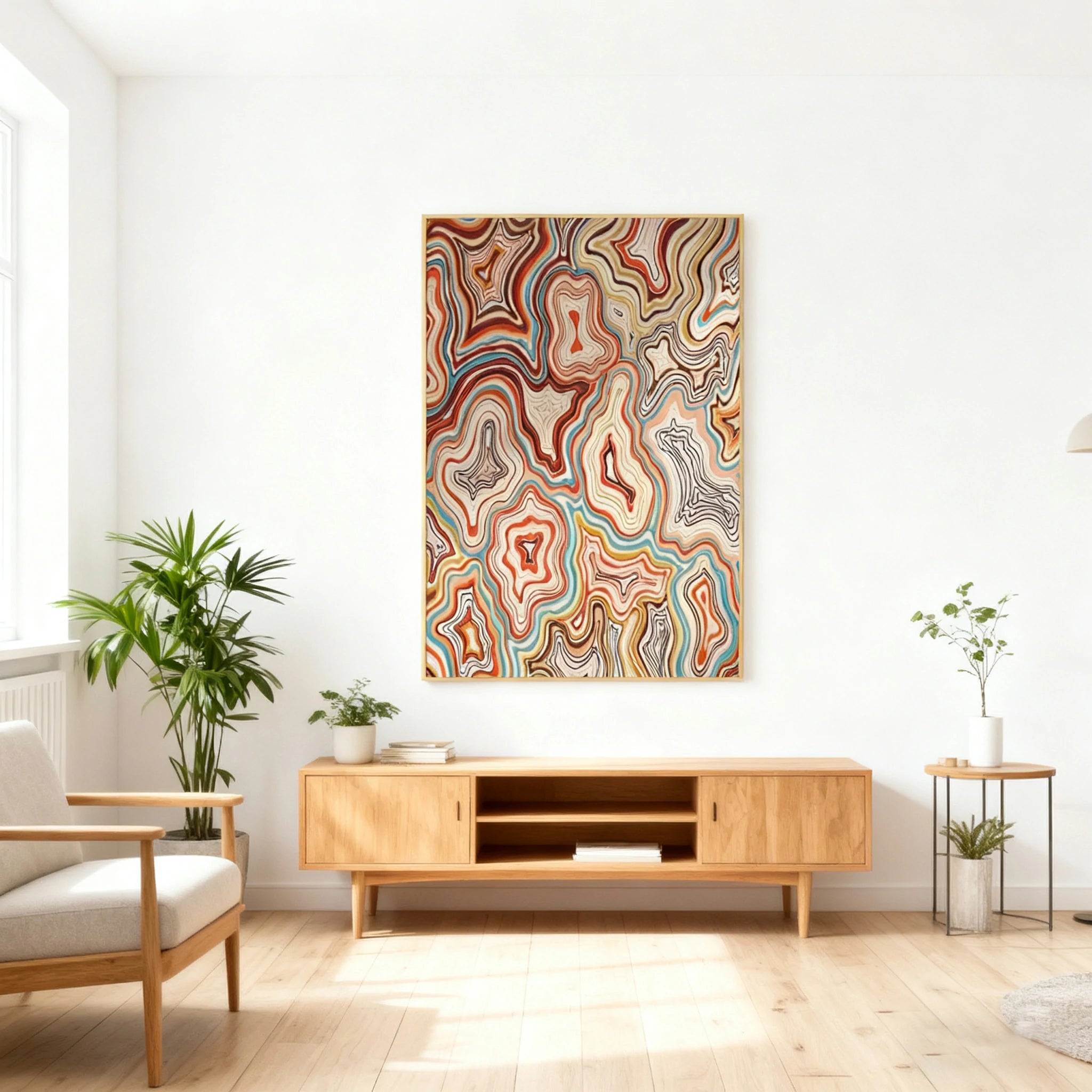 LUXORA Hand-Painted Oil Painting 70/100/140cm - Minimalist Hand-Painted Wall Art Designed for Clean, Neutral Interiors and Relaxed Modern Living Spaces
