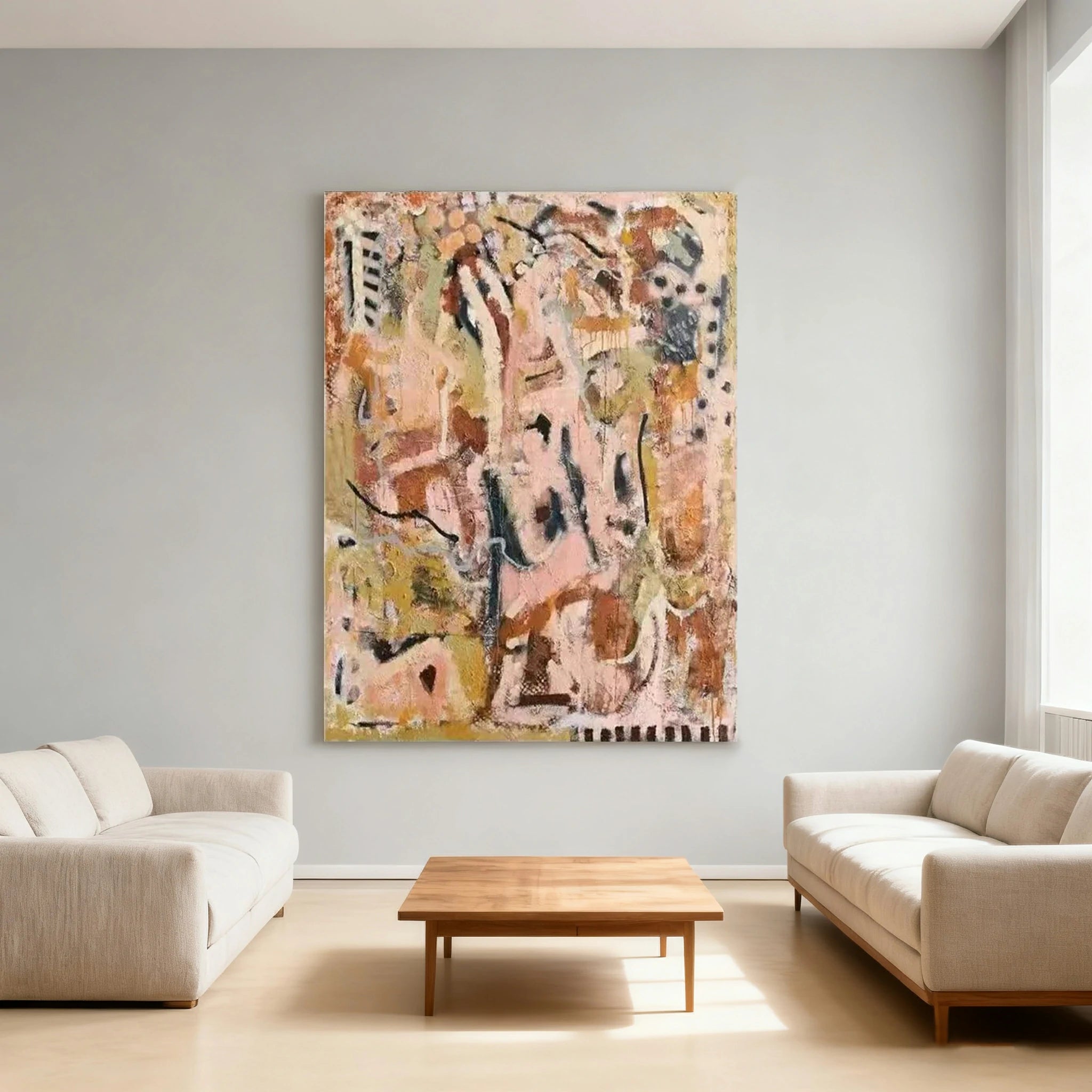 LUXORA Hand-Painted Oil Painting 70/100/140cm - Elegant Hand-Painted Wall Art with Clean Lines and Balanced Form, Ideal for Modern and Minimalist Home Interiors