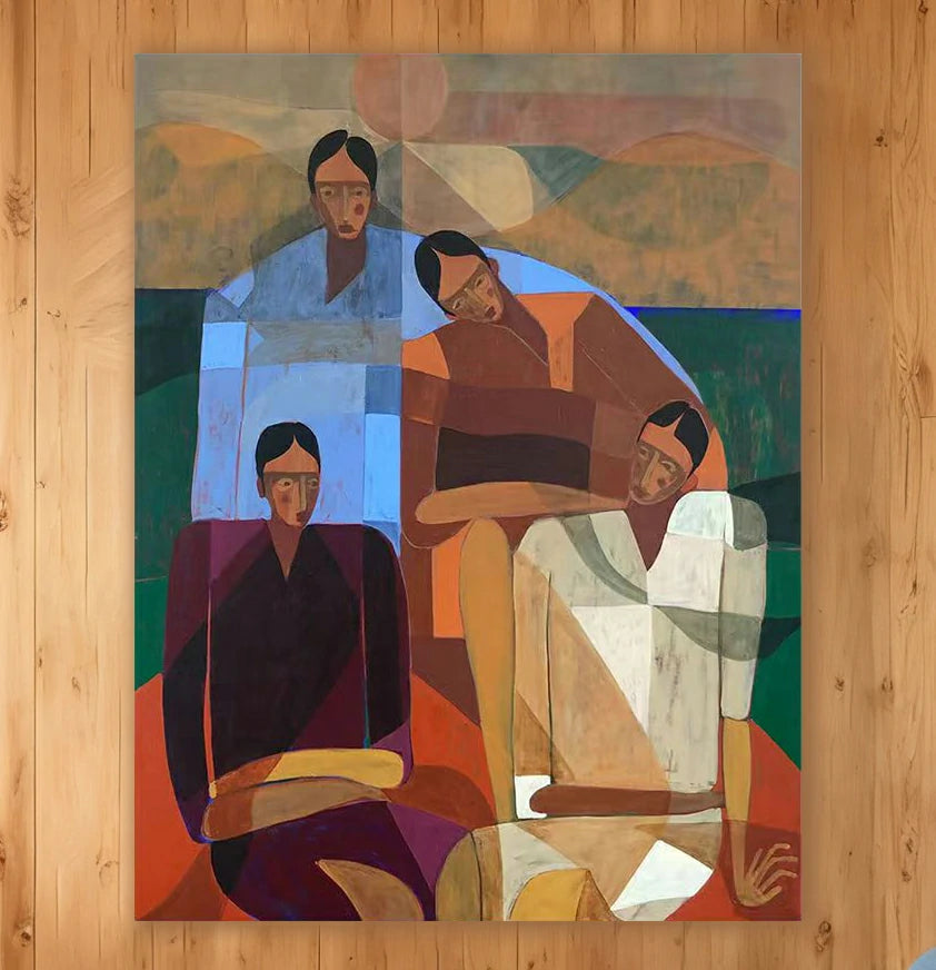 LUXORA Hand-Painted Oil Painting 70/100/140cm - Contemporary Abstract Canvas Art Designed with Calm Colours and Fine Texture for Light-Filled Interiors