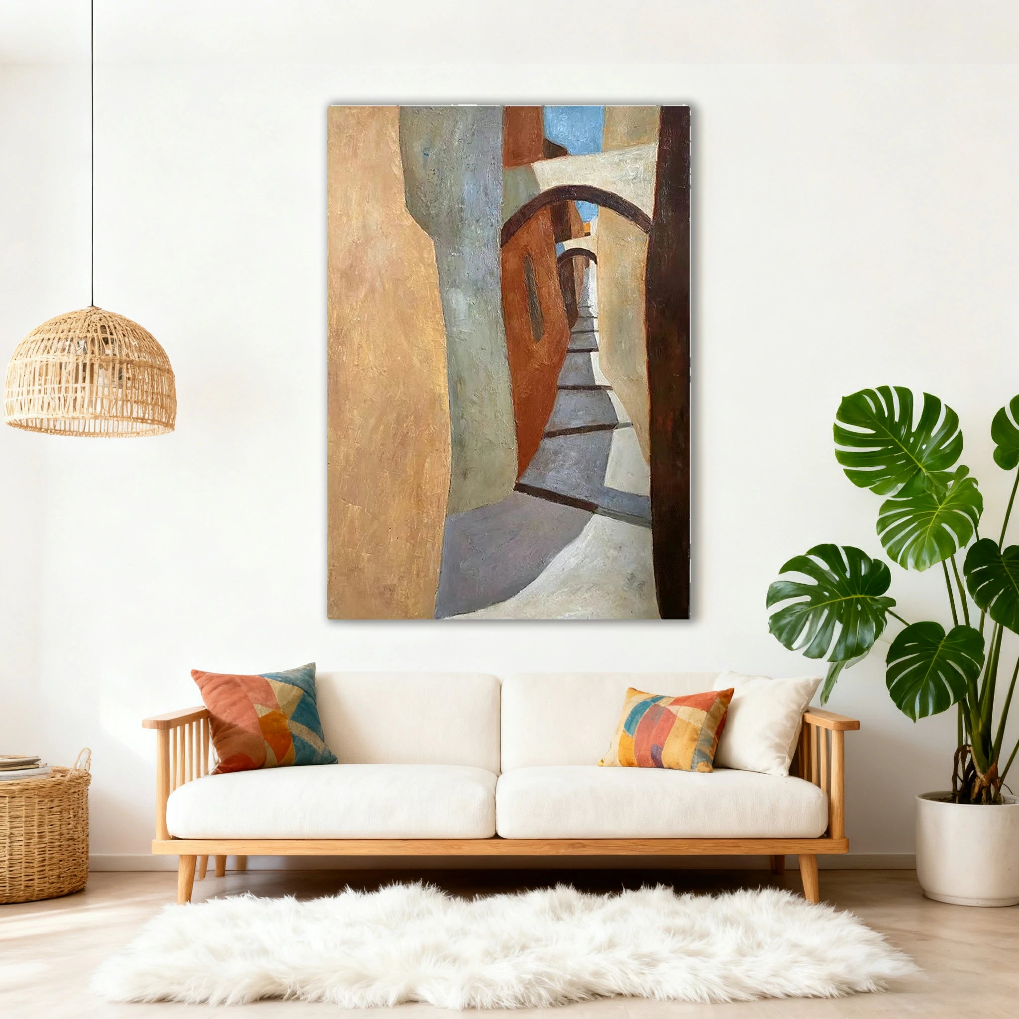 LUXORA Hand-Painted Oil Painting 70/100/140cm - Minimalist Canvas Wall Art with Gentle Tones and Clean Composition, Creating a Peaceful Home Atmosphere
