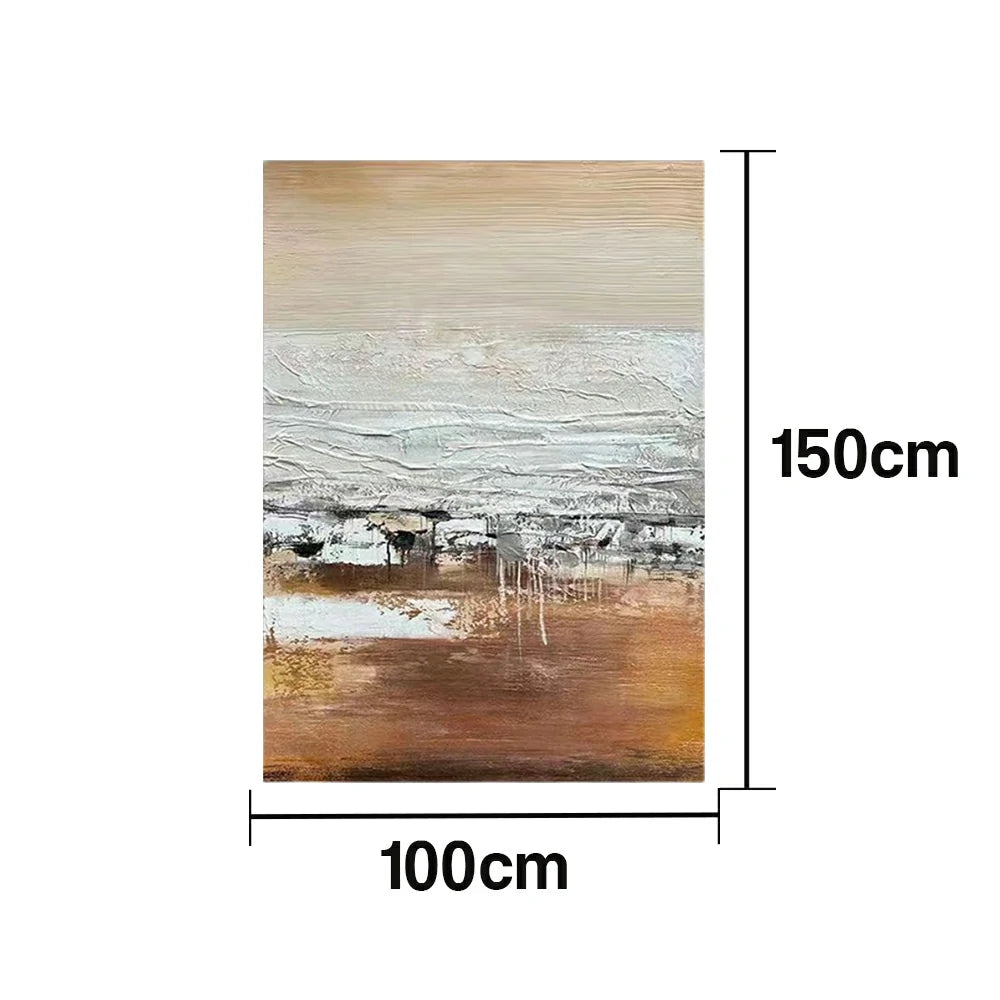 LUXORA Hand-Painted Oil Painting 70/100/140cm Minimalist Abstract Canvas with Warm Neutral Colors Perfect for Living Room Wall Decor and Stylish Home Interior Design
