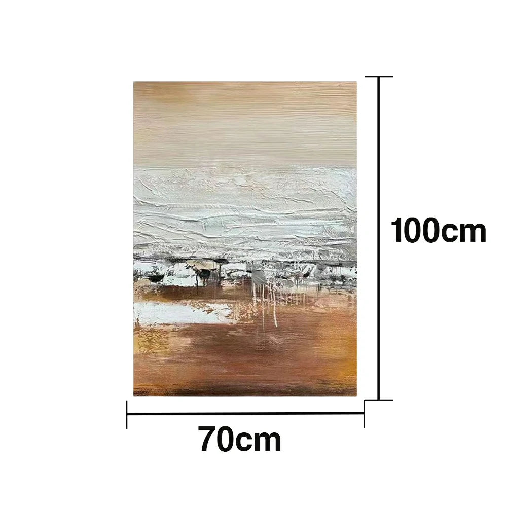 LUXORA Hand-Painted Oil Painting 70/100/140cm Minimalist Abstract Canvas with Warm Neutral Colors Perfect for Living Room Wall Decor and Stylish Home Interior Design