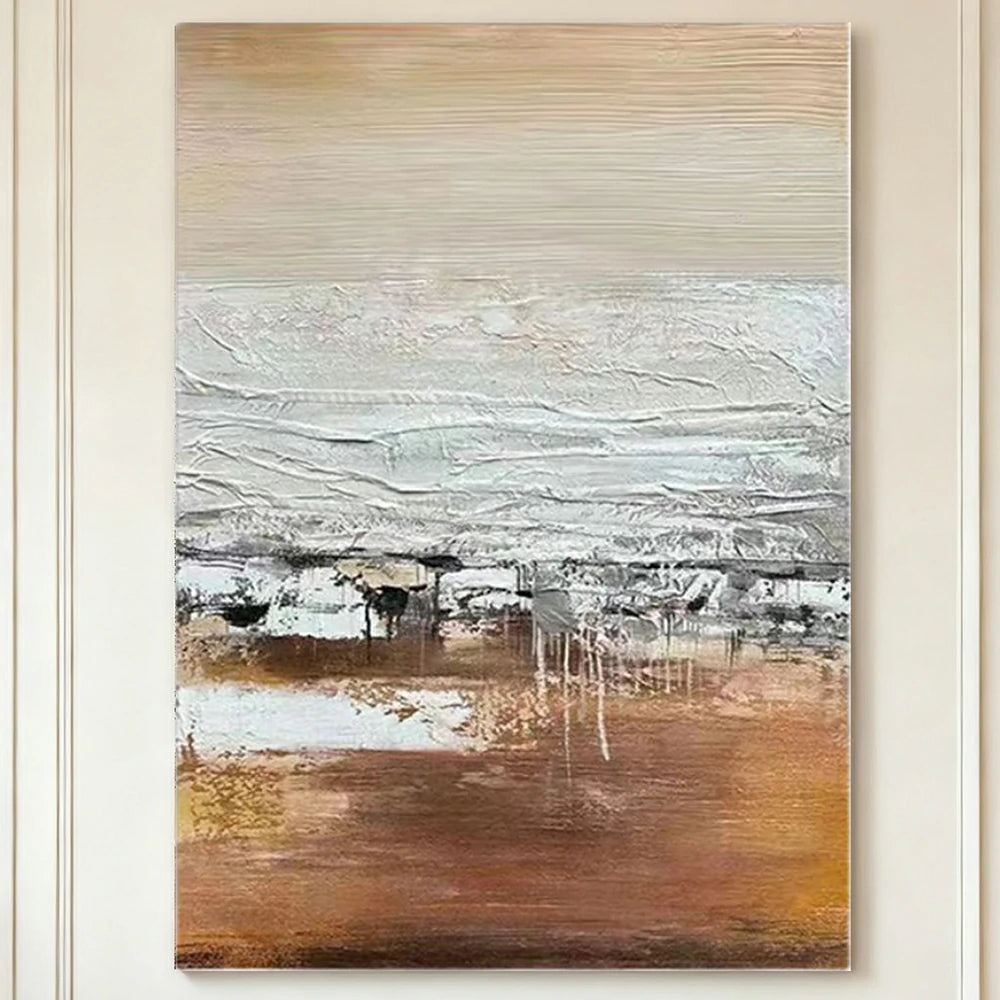 LUXORA Hand-Painted Oil Painting 70/100/140cm Minimalist Abstract Canvas with Warm Neutral Colors Perfect for Living Room Wall Decor and Stylish Home Interior Design