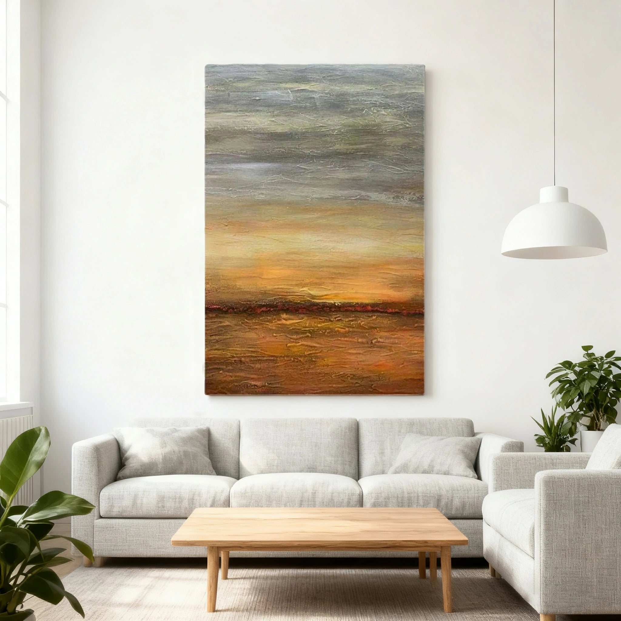 LUXORA Hand-Painted Oil Painting 70/100/140cm Warm Earth-Tone Abstract Canvas Ideal for Contemporary Living Rooms Seeking Natural, Calm, and Cozy Interior Atmosphere