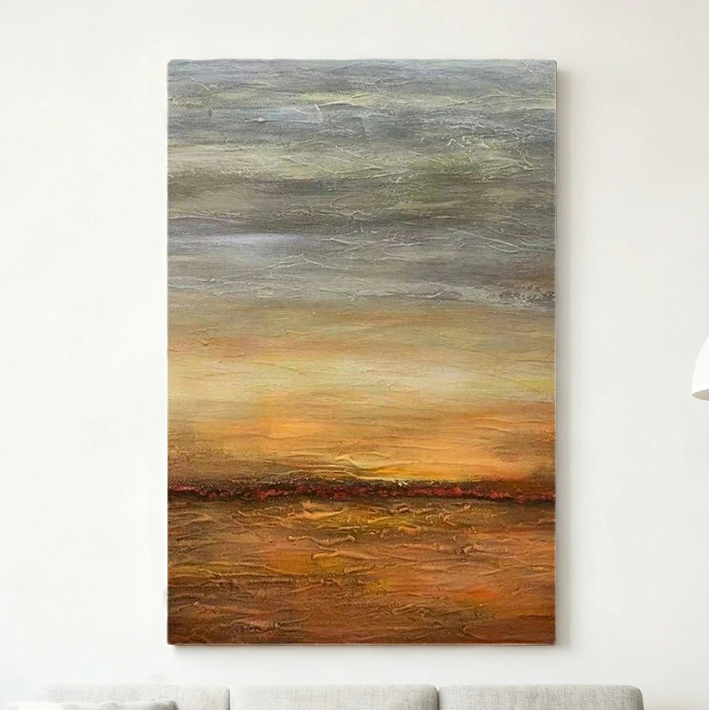 LUXORA Hand-Painted Oil Painting 70/100/140cm Warm Earth-Tone Abstract Canvas Ideal for Contemporary Living Rooms Seeking Natural, Calm, and Cozy Interior Atmosphere
