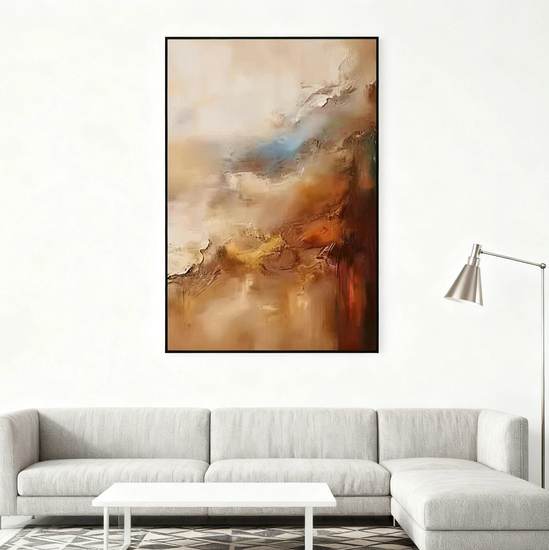 LUXORA Hand-Painted Oil Painting 70/100/140cm Stylish Modern Abstract Artwork with Soft Neutral Shades Perfect for Enhancing Living Rooms and Bedroom Wall Decoration
