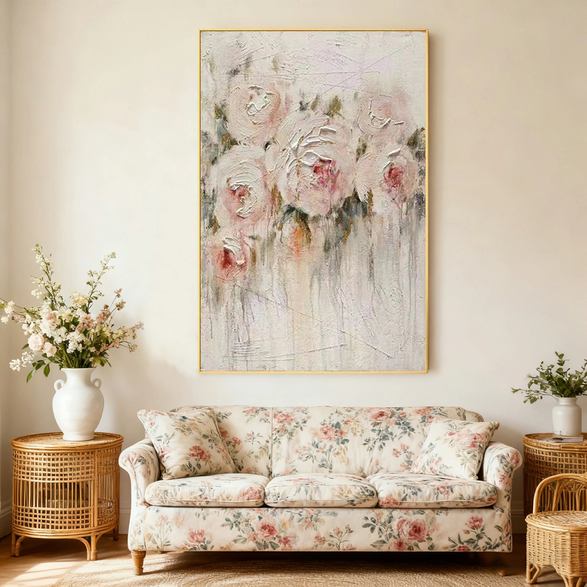 LUXORA Hand-Painted Oil Painting 70/100/140cm Soft Brushstroke Abstract Canvas for Bedrooms, Living Rooms, and Minimalist Interiors Seeking Calm and Balanced Visual Style
